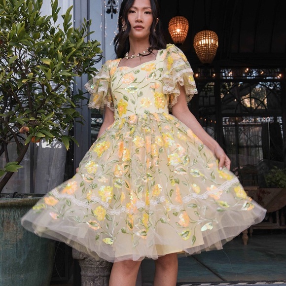 JessaKae | Dresses | Nwt Jessakae Bramble Yellow Floral Embroidered ...